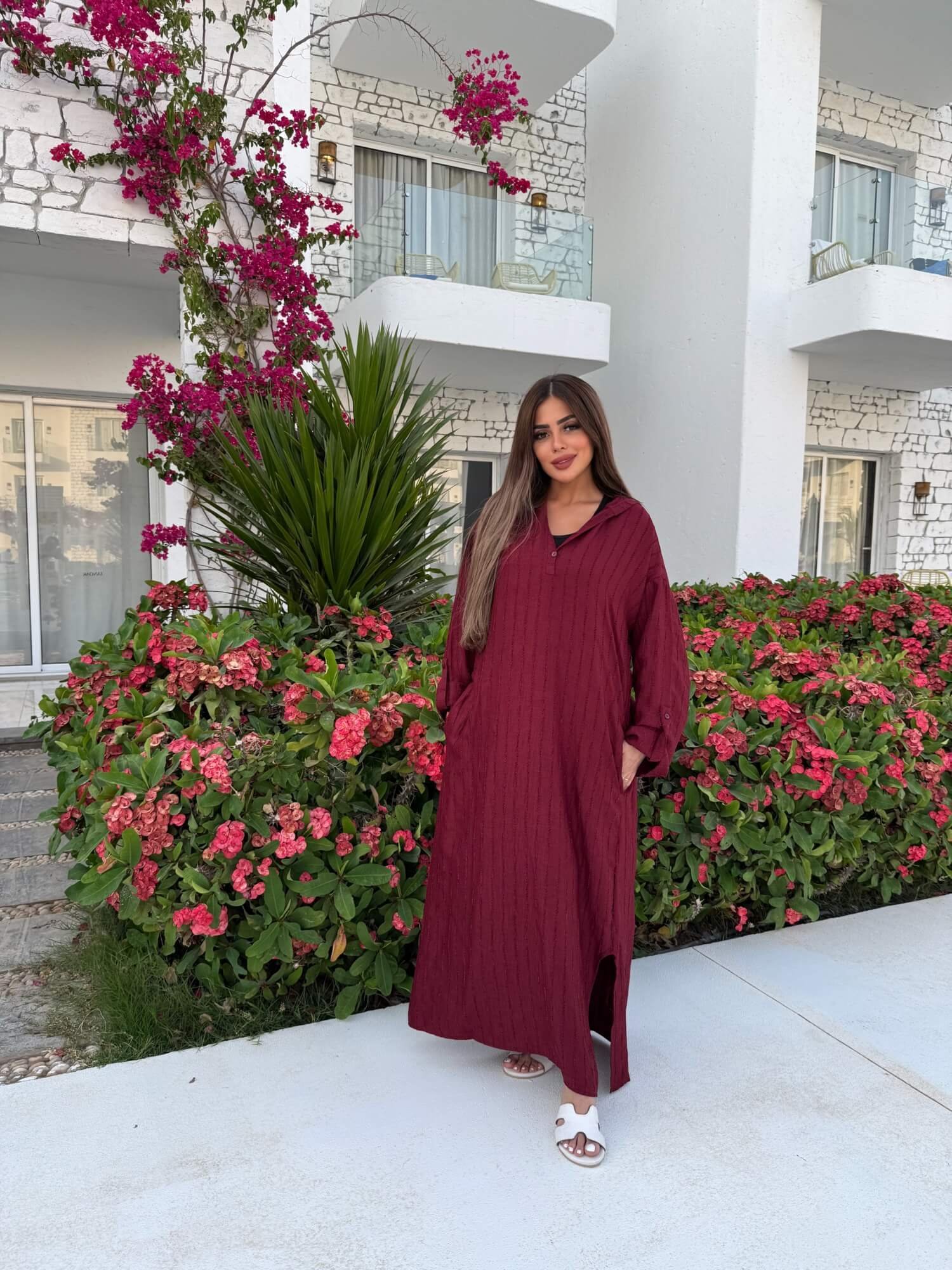 Free Size Striped Linen Dress - Image 3