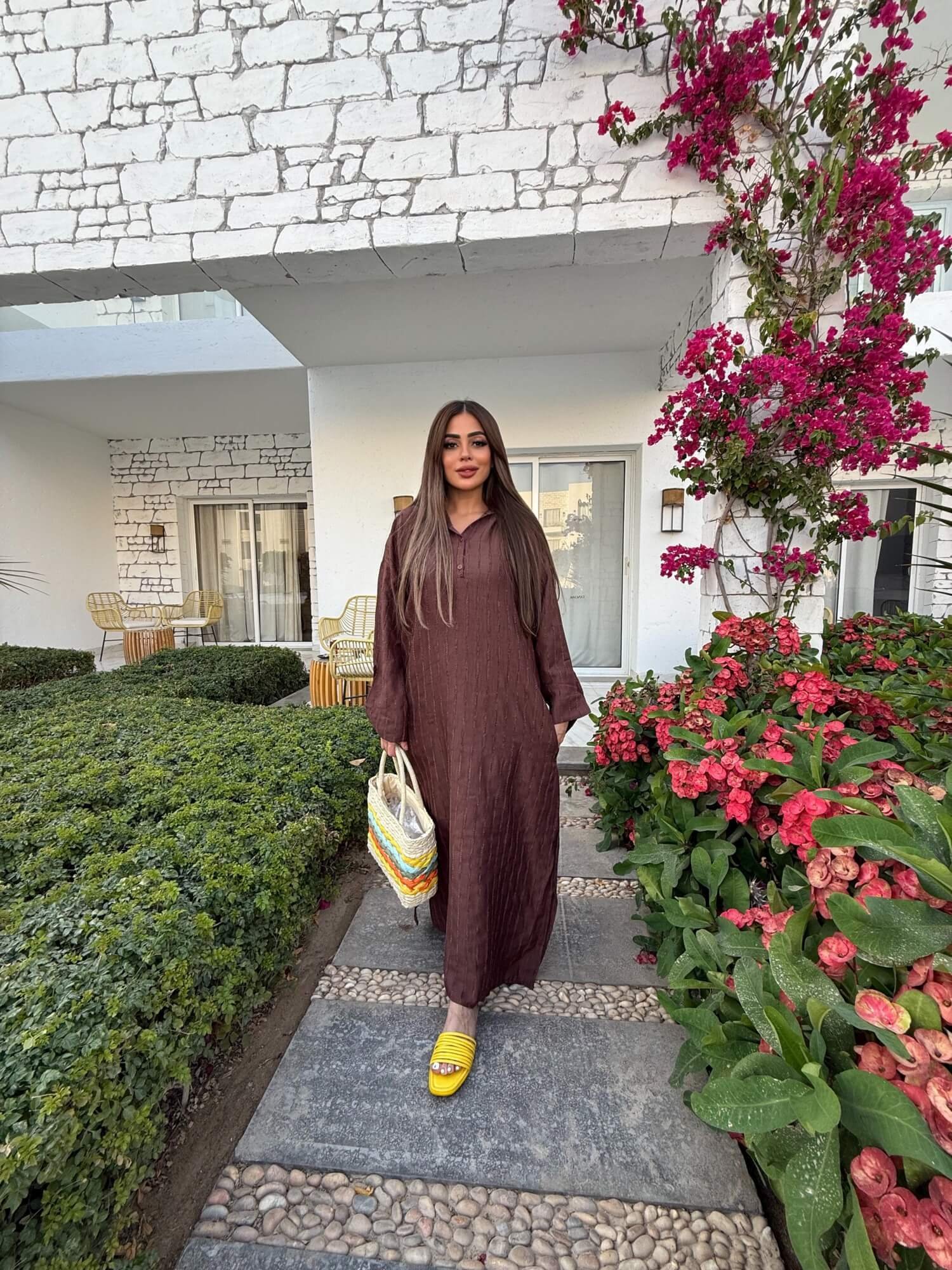 Free Size Striped Linen Dress - Image 5