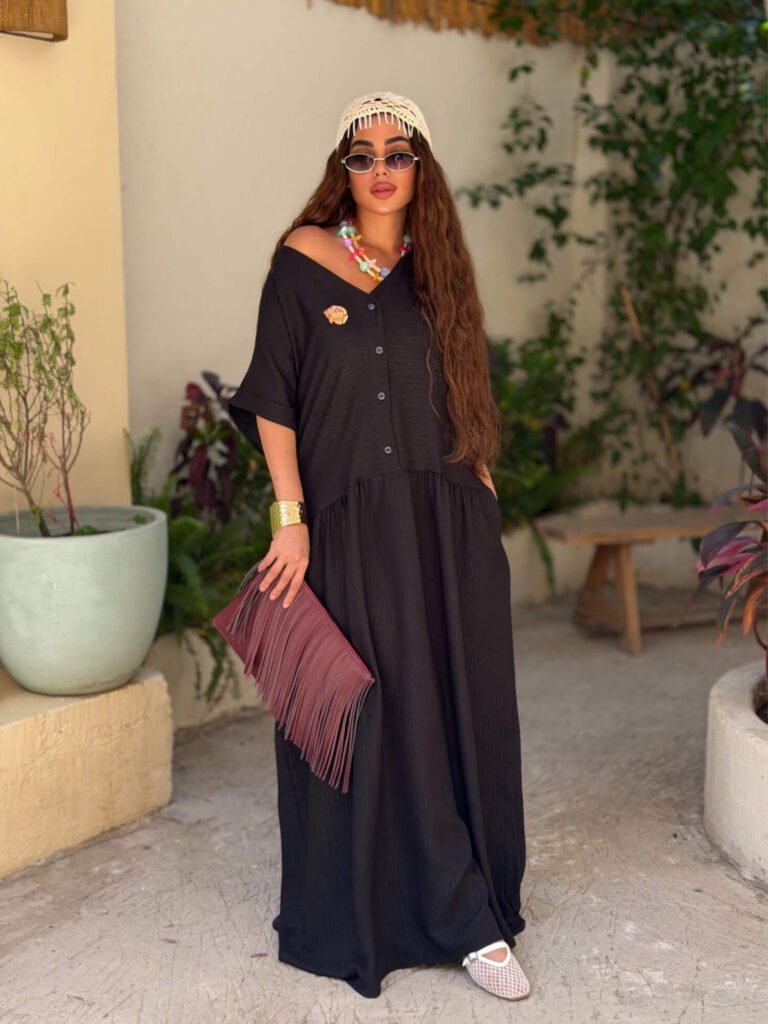Half Sleeve Linen Dress – Free Size