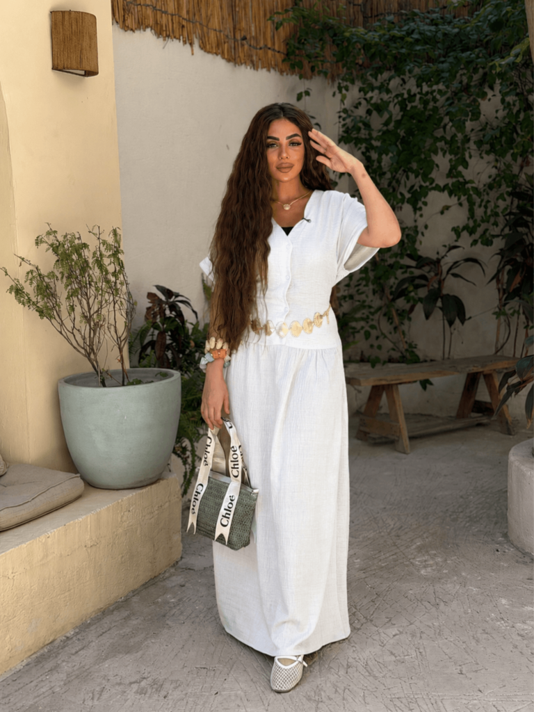 Half Sleeve Linen Dress – Free Size